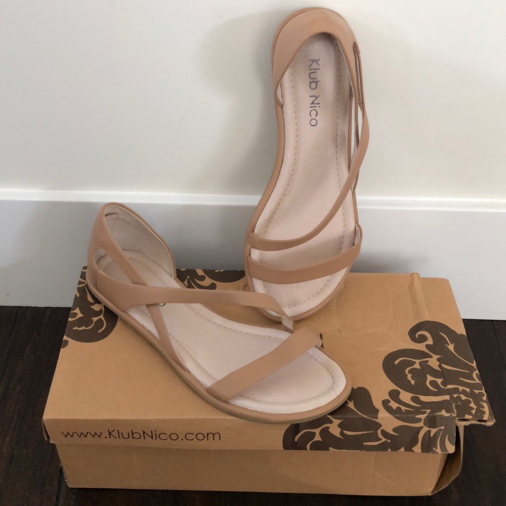 KlubNico Jasper Leather Nude Flat Sandal